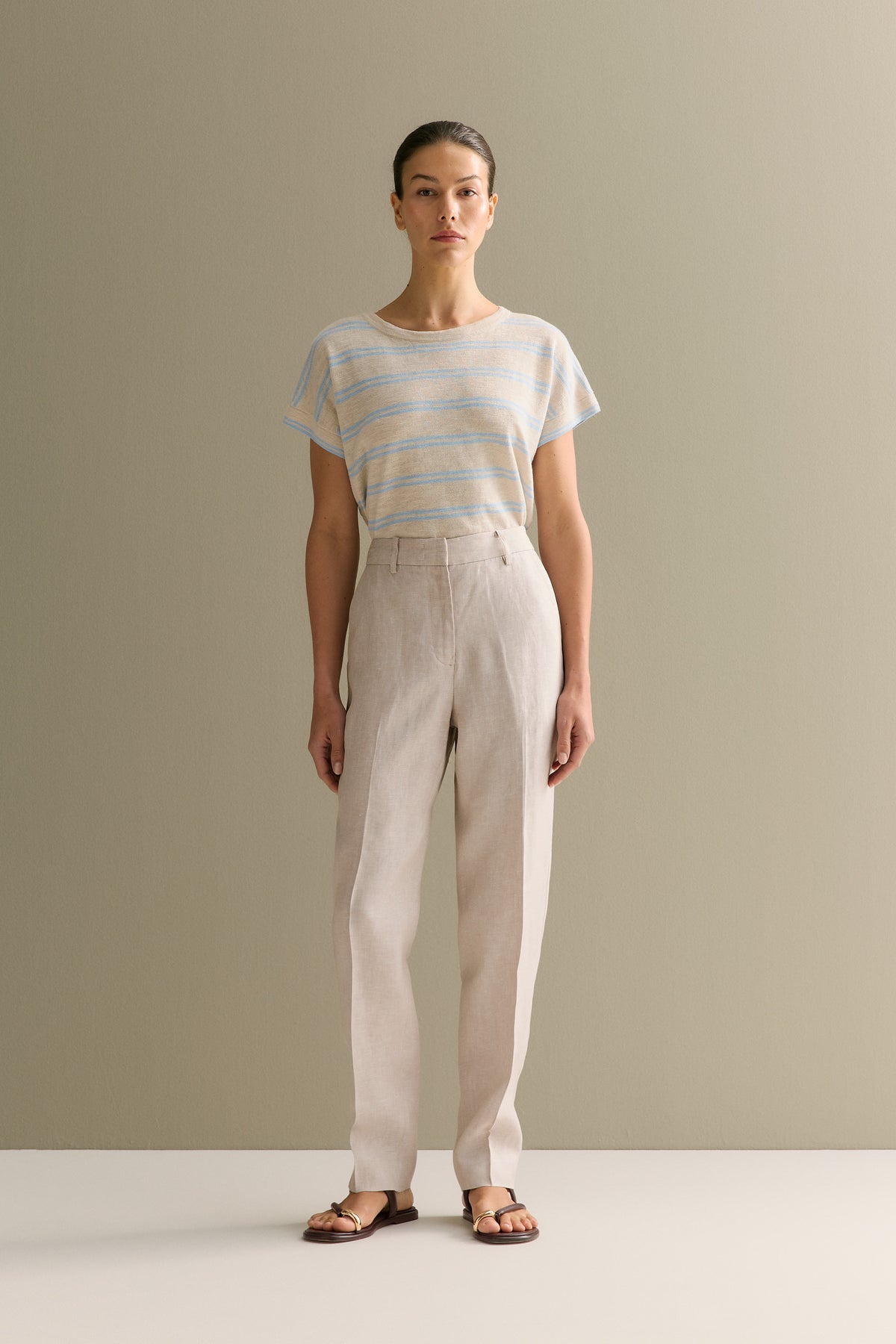 Yarn Dyed Linen Tapered Trouser