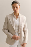 Yarn Dyed Linen Twill Single Breasted Blazer