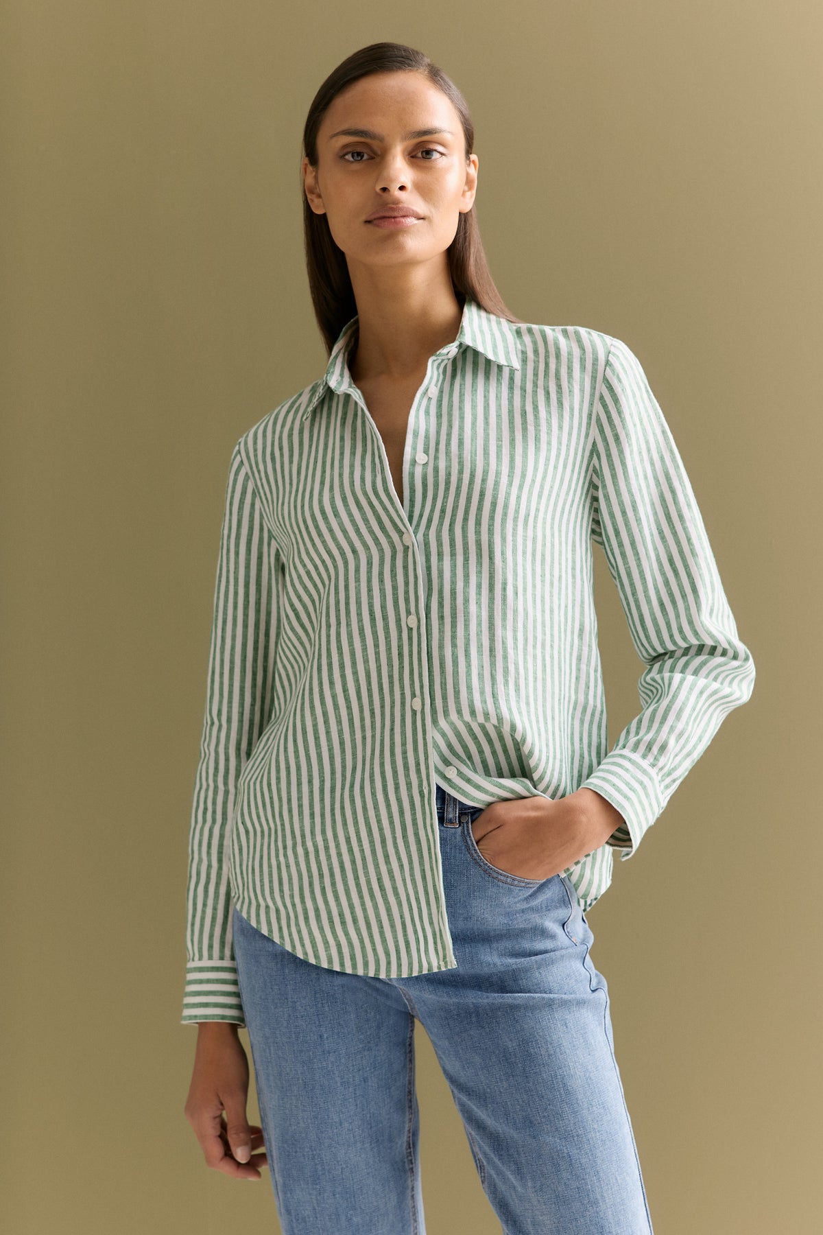 Linen Yarn Dyed Stripe Classic Shirt