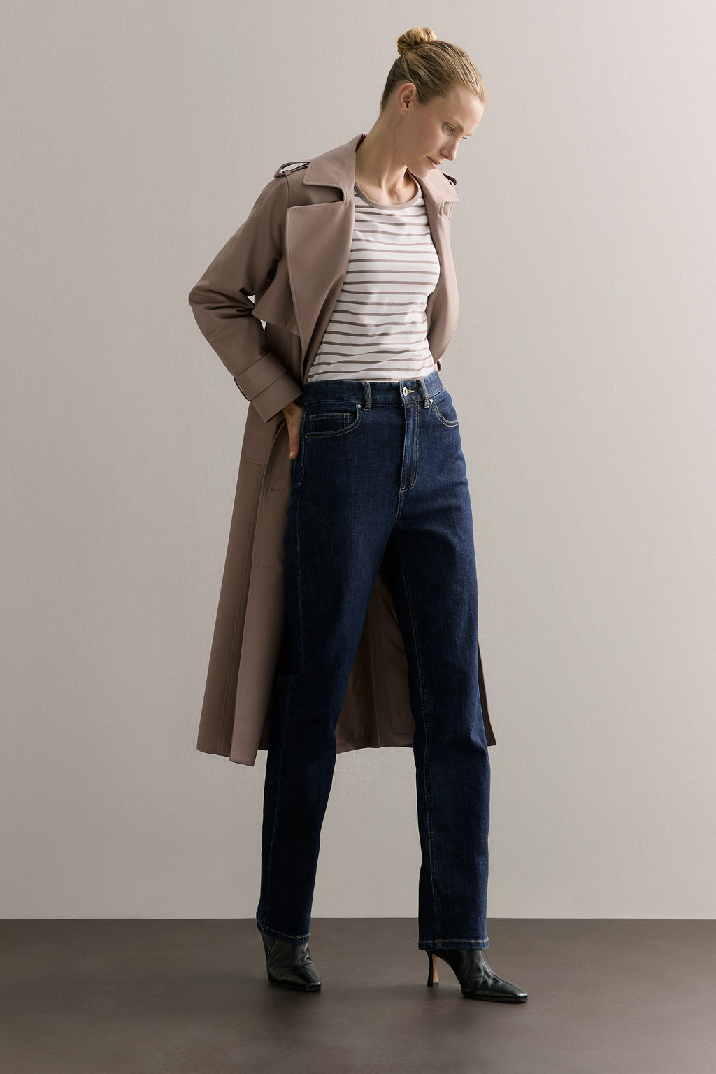 Cotton Stripe 3/4 Sleeve T-Shirt