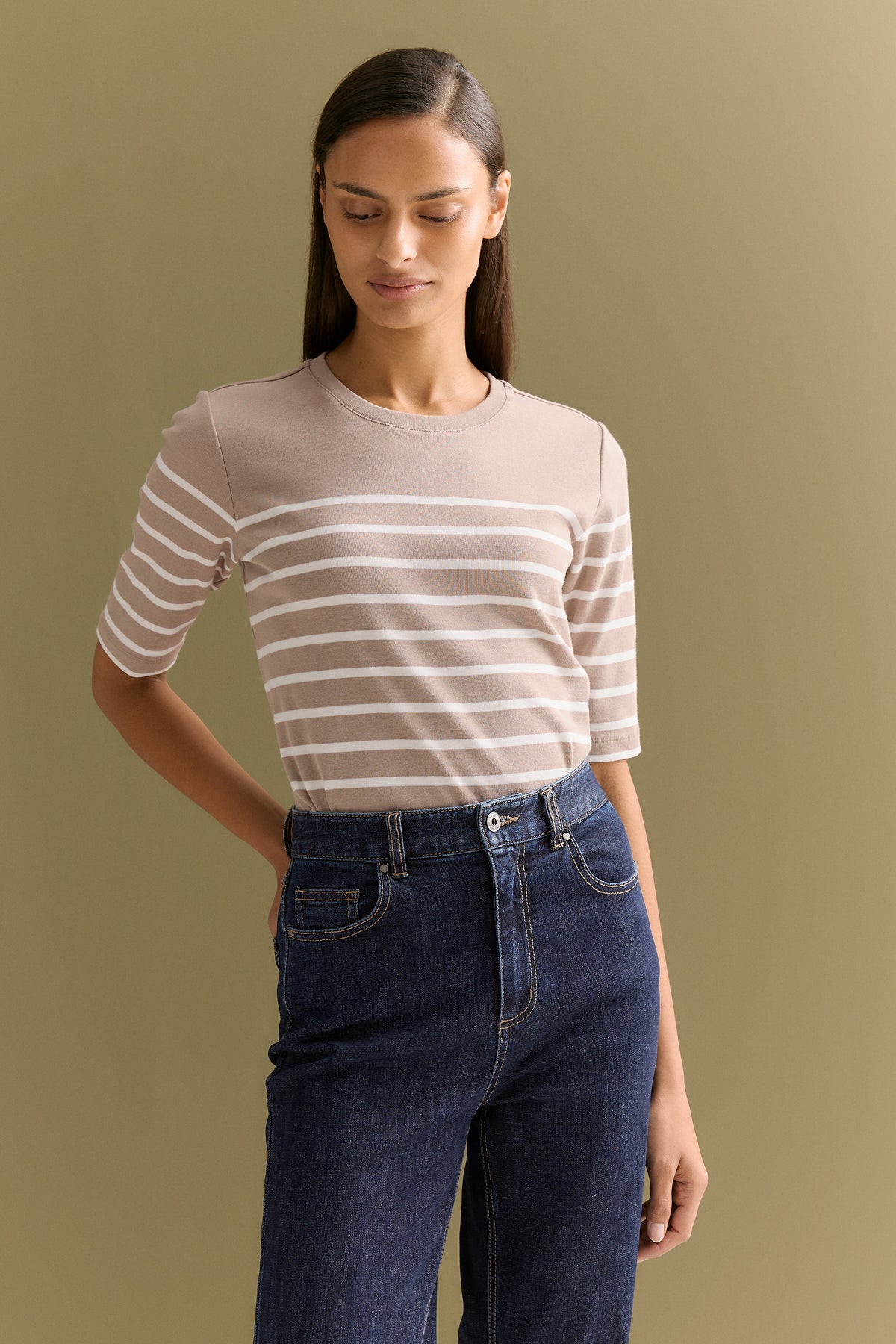 Cotton Stripe Half Sleeve T-Shirt