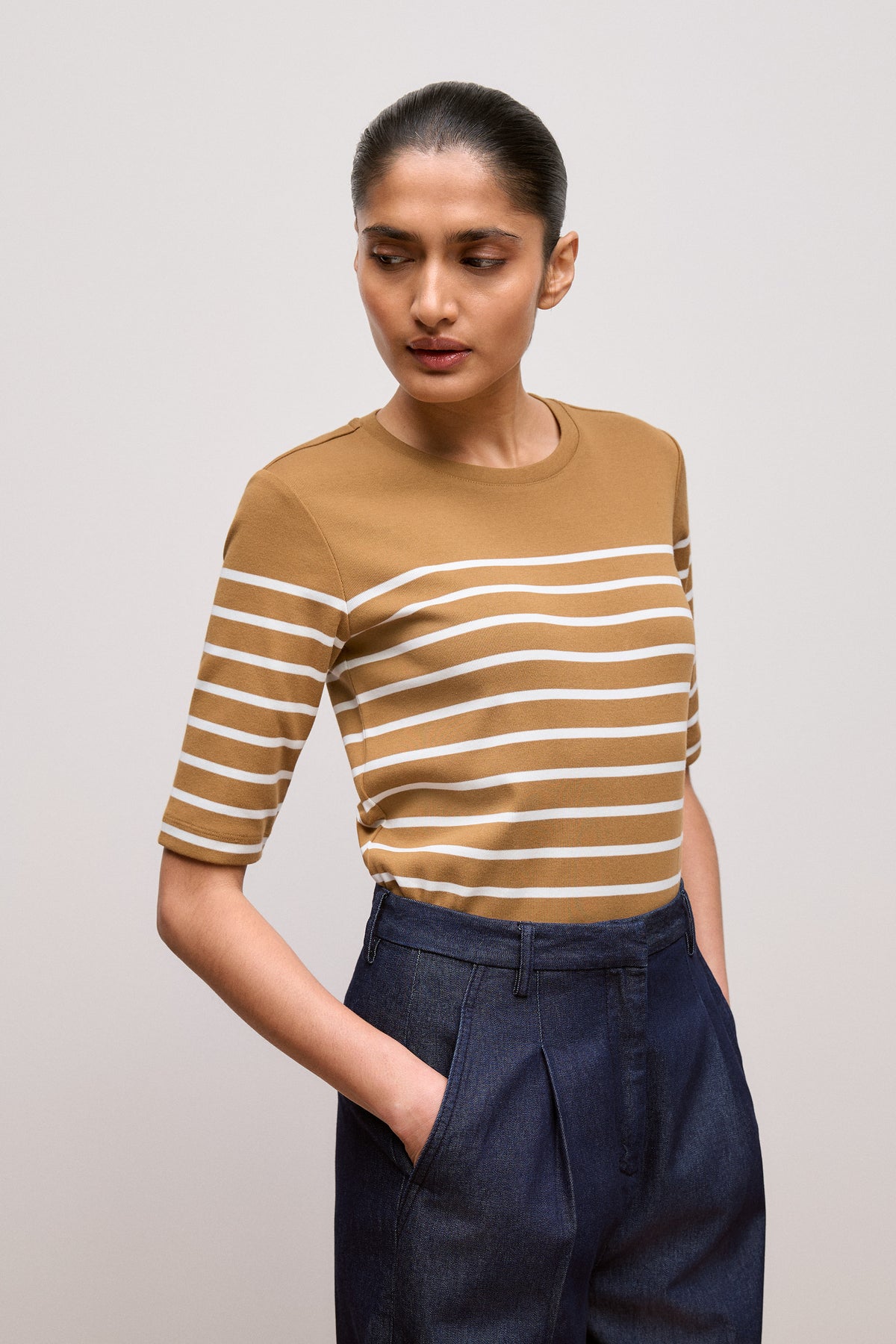 Cotton Stripe Half Sleeve T-Shirt