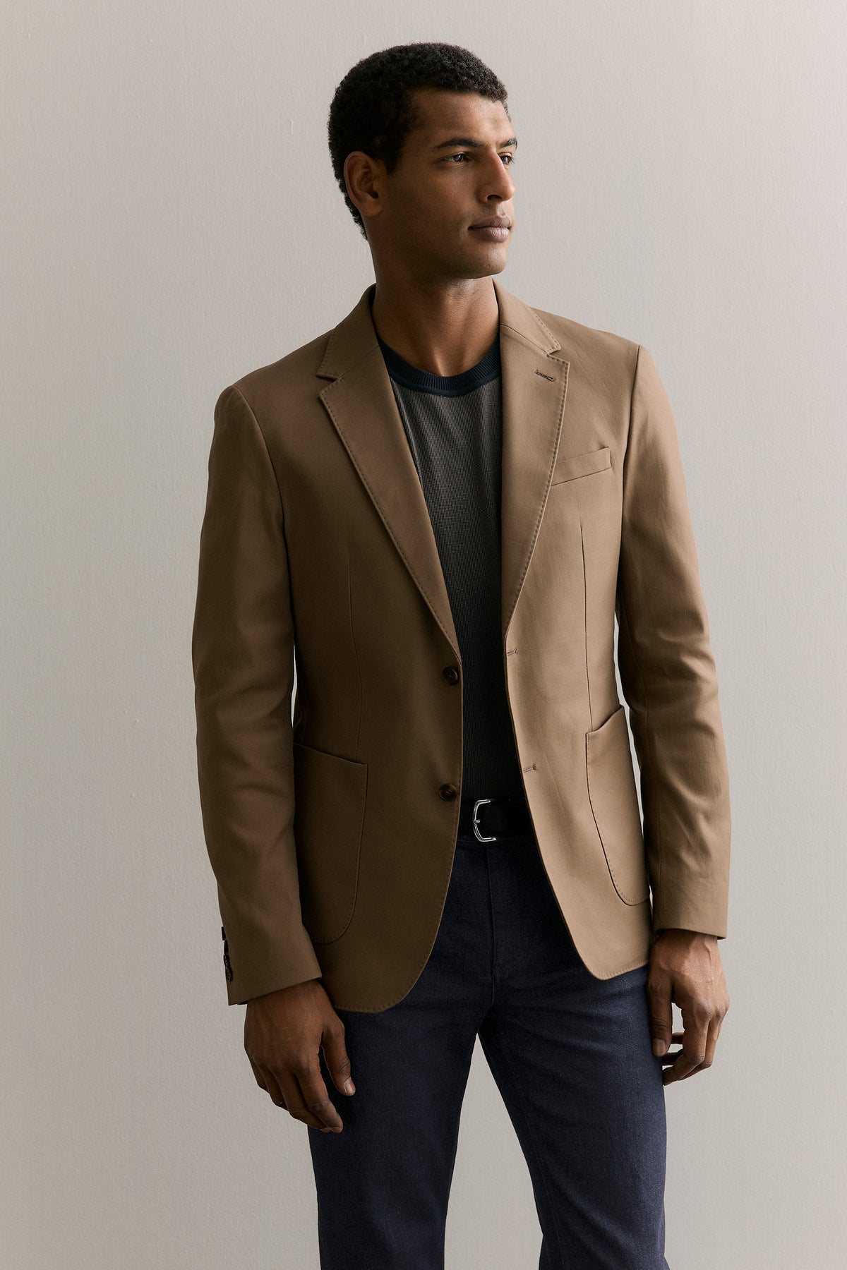 Regular Fit Stretch Cotton Double Weave Blazer