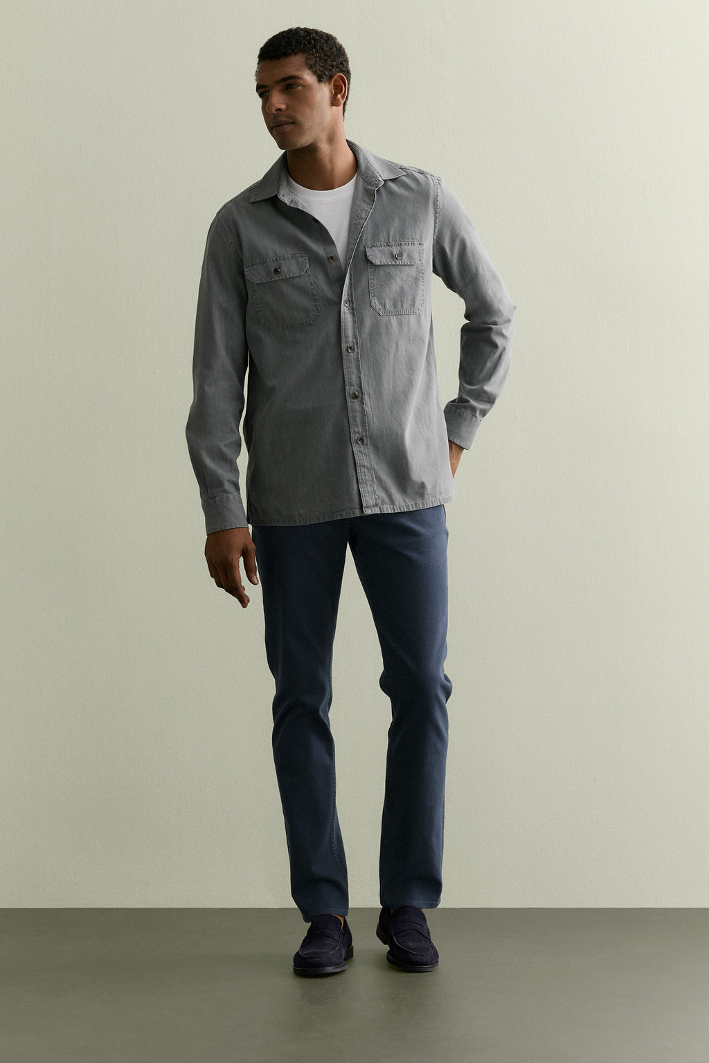 Washed Denim Pocket Detail Shirt