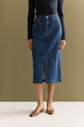 Cotton Blend Classic Denim Skirt