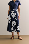 Palm Print Pleat Detail Skirt