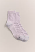 Textured Grid Crew Sock