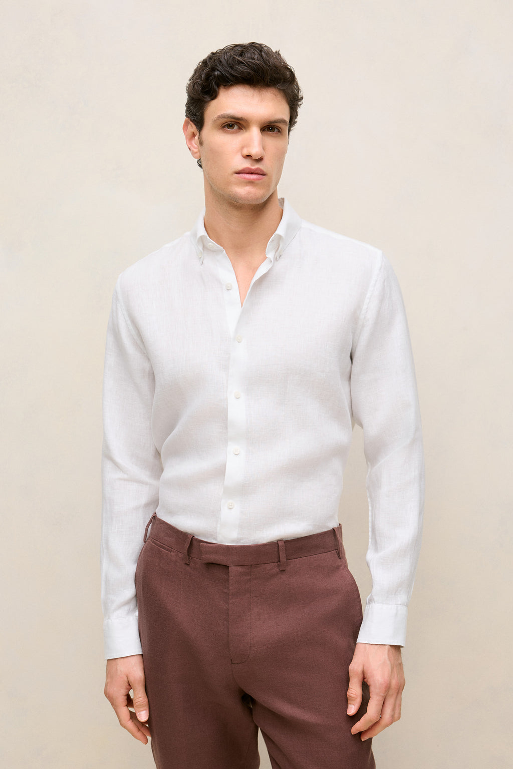 Tailored Fit Linen Long Sleeve Shirt