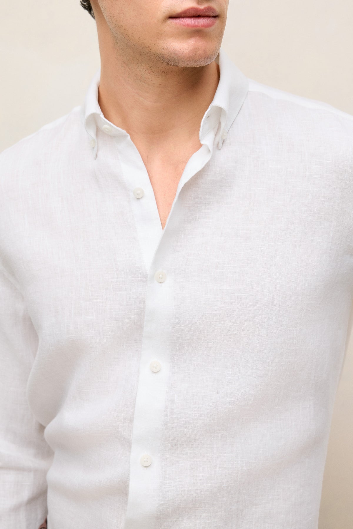Tailored Fit Linen Long Sleeve Shirt