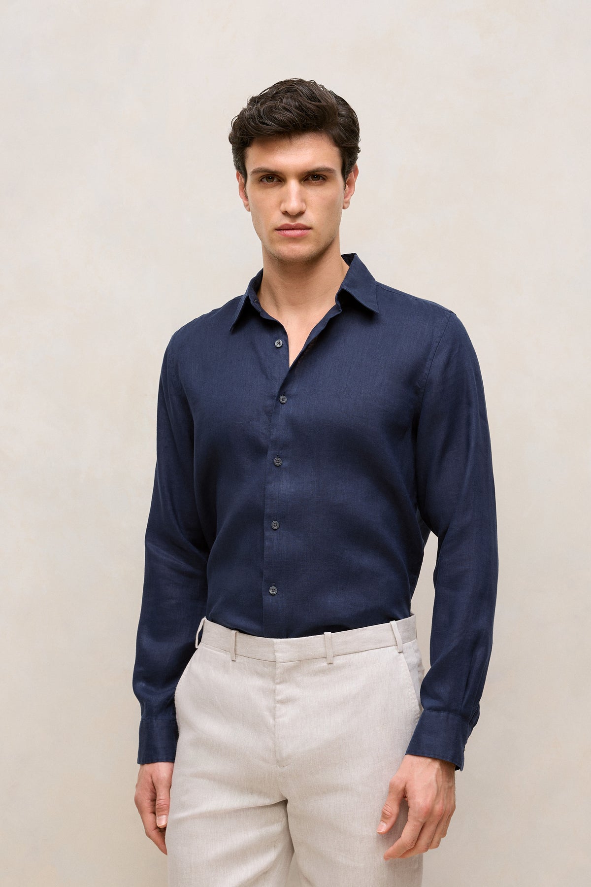 Tailored Fit Linen Long Sleeve Shirt