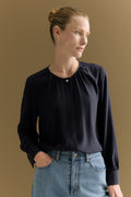 Silk Collarless Shirt