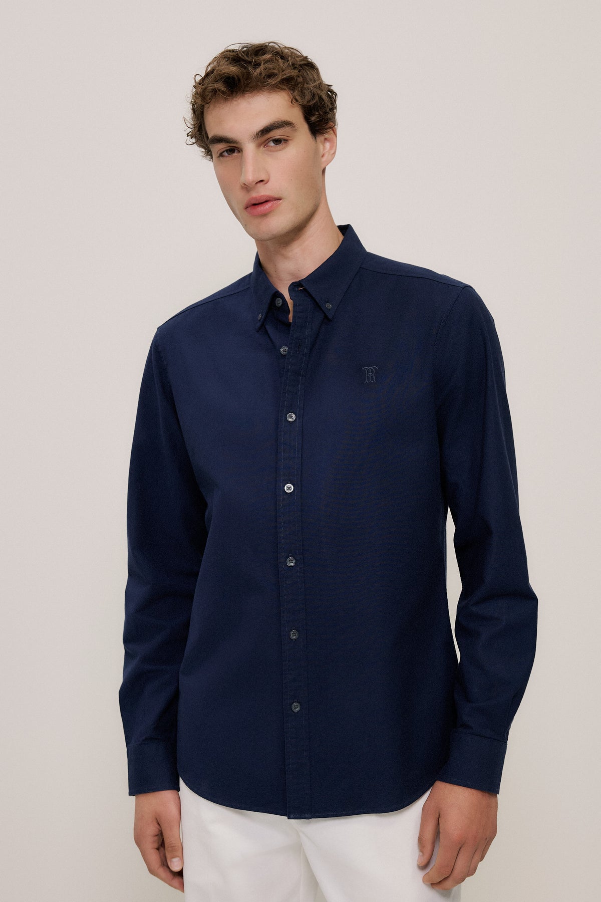 Regular Fit Cotton Monogram Oxford Shirt