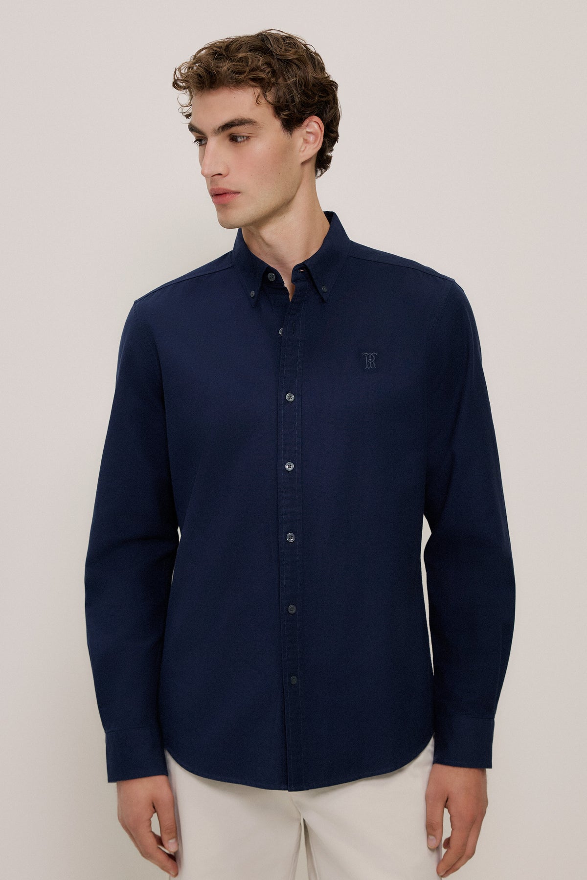 Tailored Fit Cotton Monogram Oxford Shirt