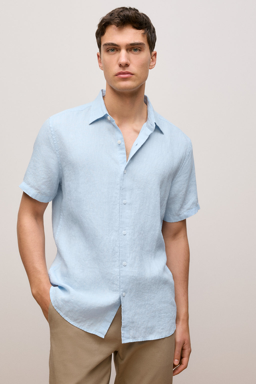 Regular Fit Delave Linen Short Sleeve Shirt