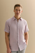 Regular Fit Delave Linen Short Sleeve Shirt