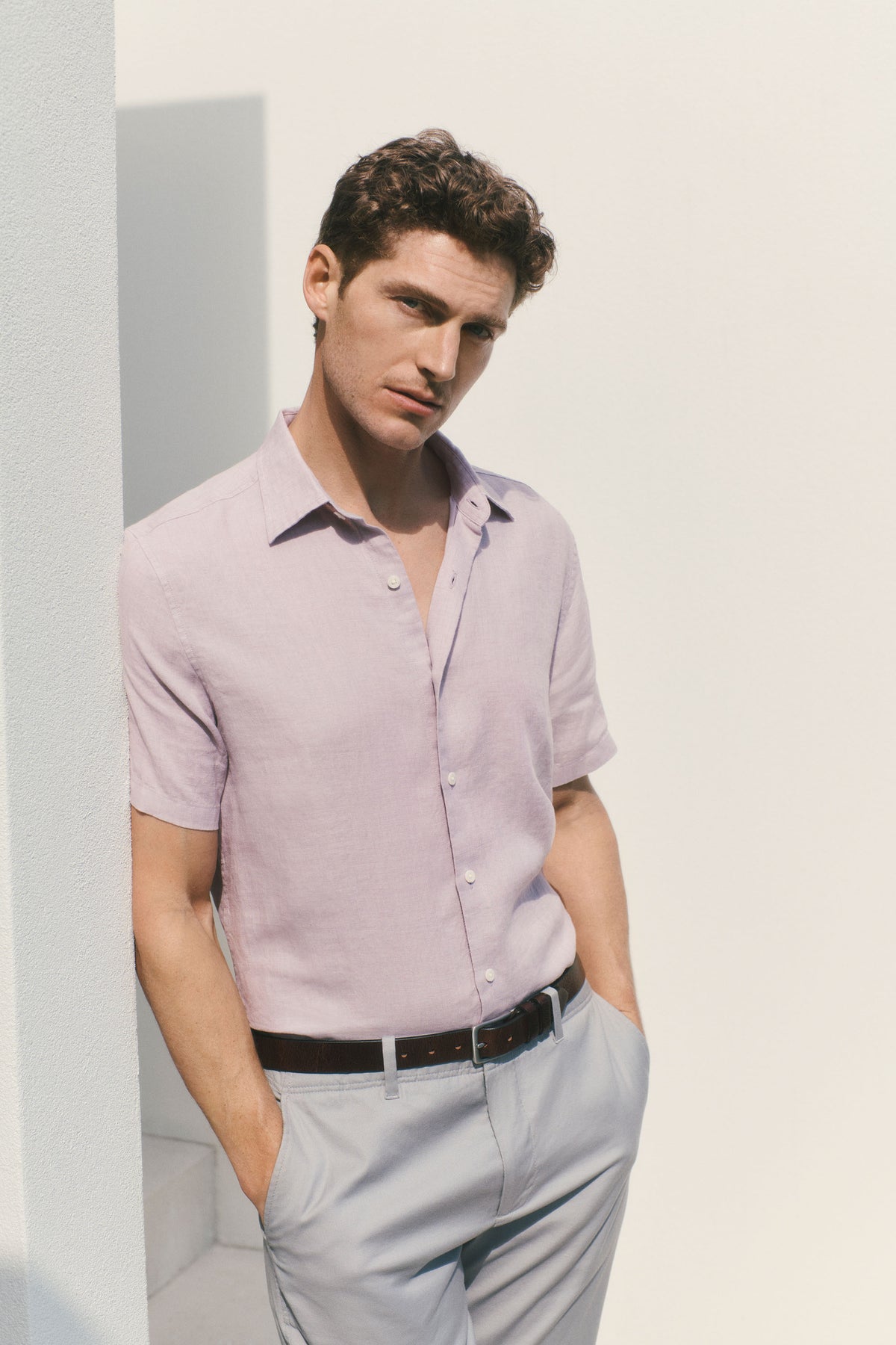 Regular Fit Delave Linen Short Sleeve Shirt