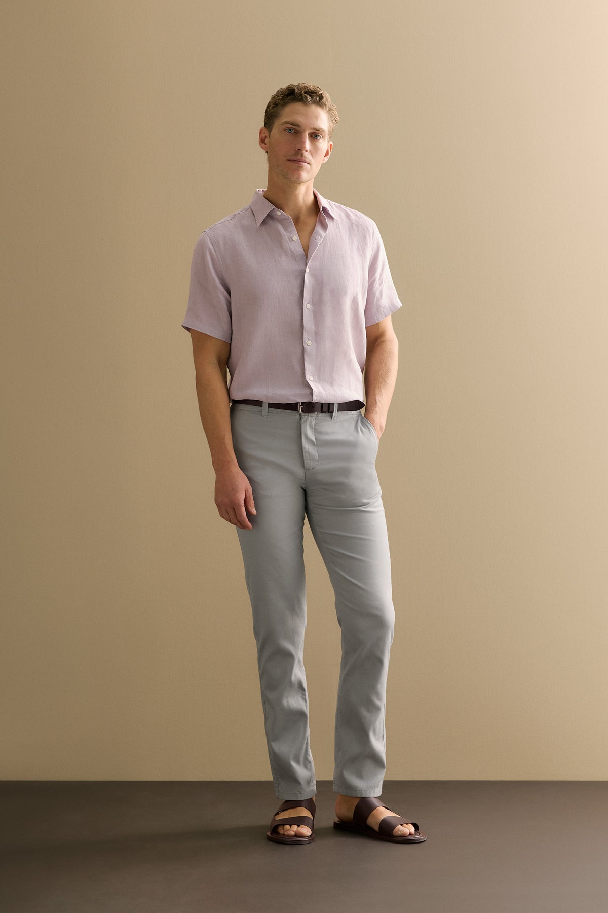 Regular Fit Delave Linen Short Sleeve Shirt