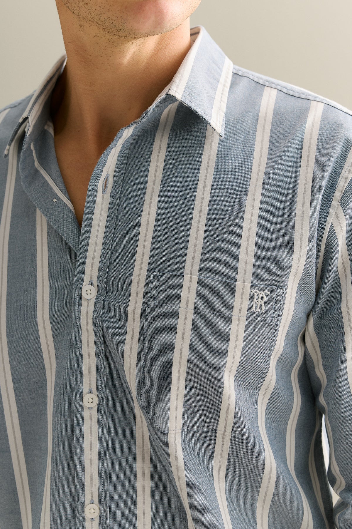 Regular Fit Stripe Monogram Oxford Shirt