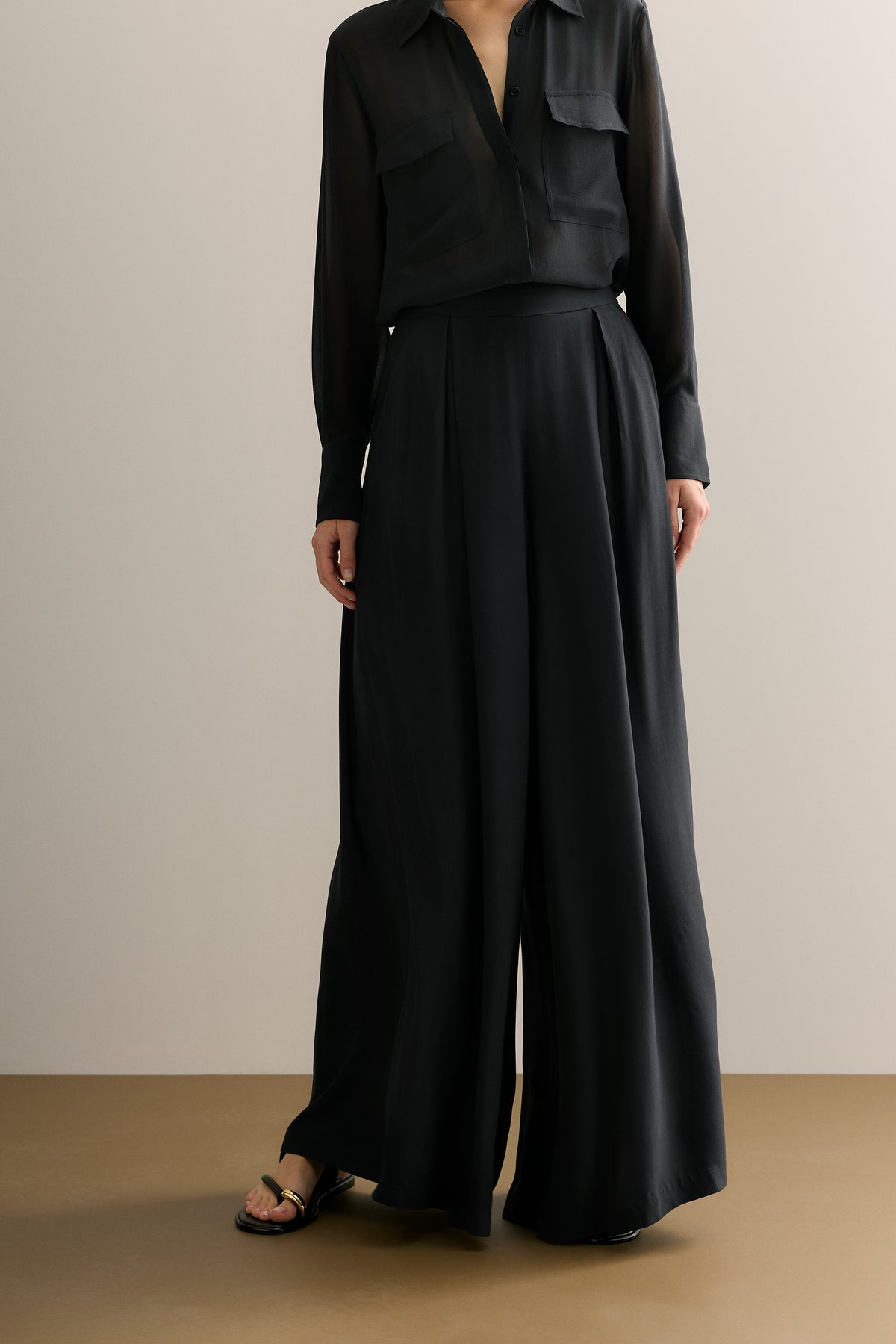Pleat Detail Palazzo Pant