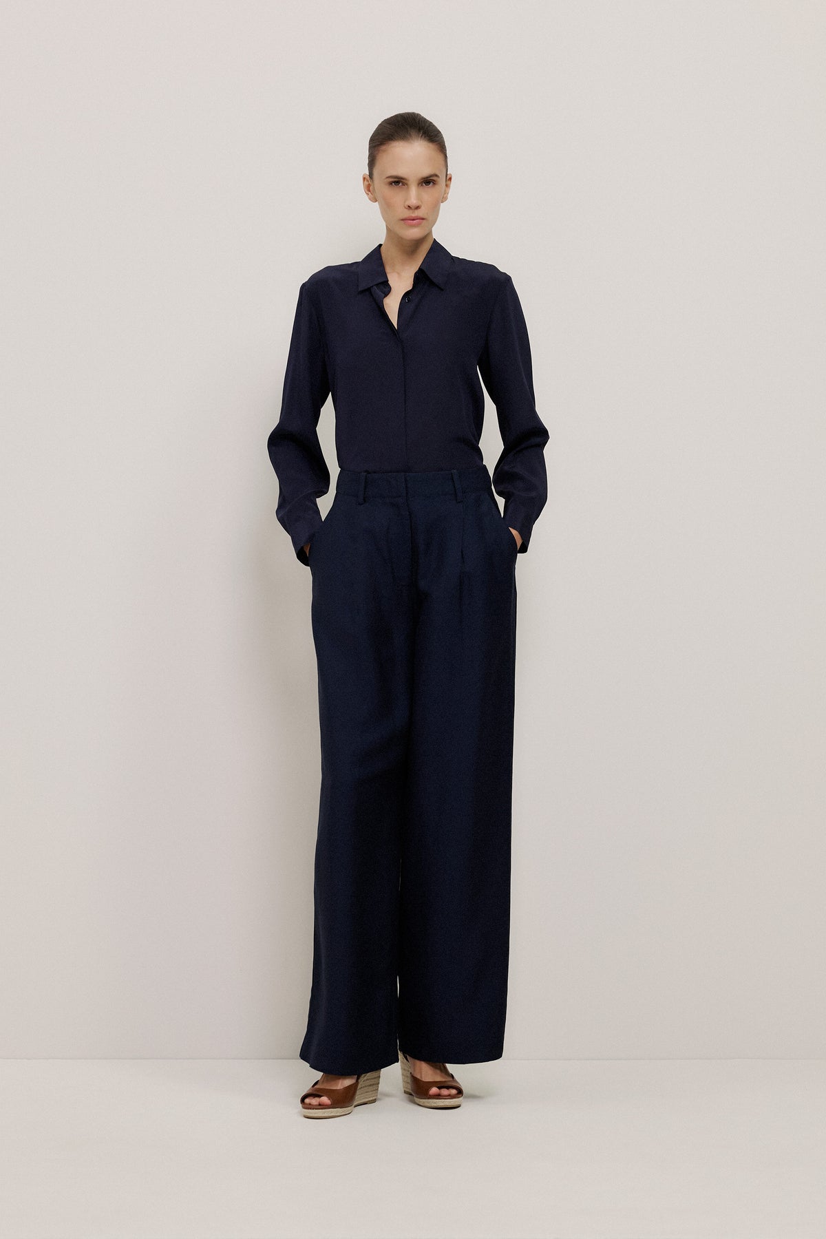 Silk Concealed Placket Shirt