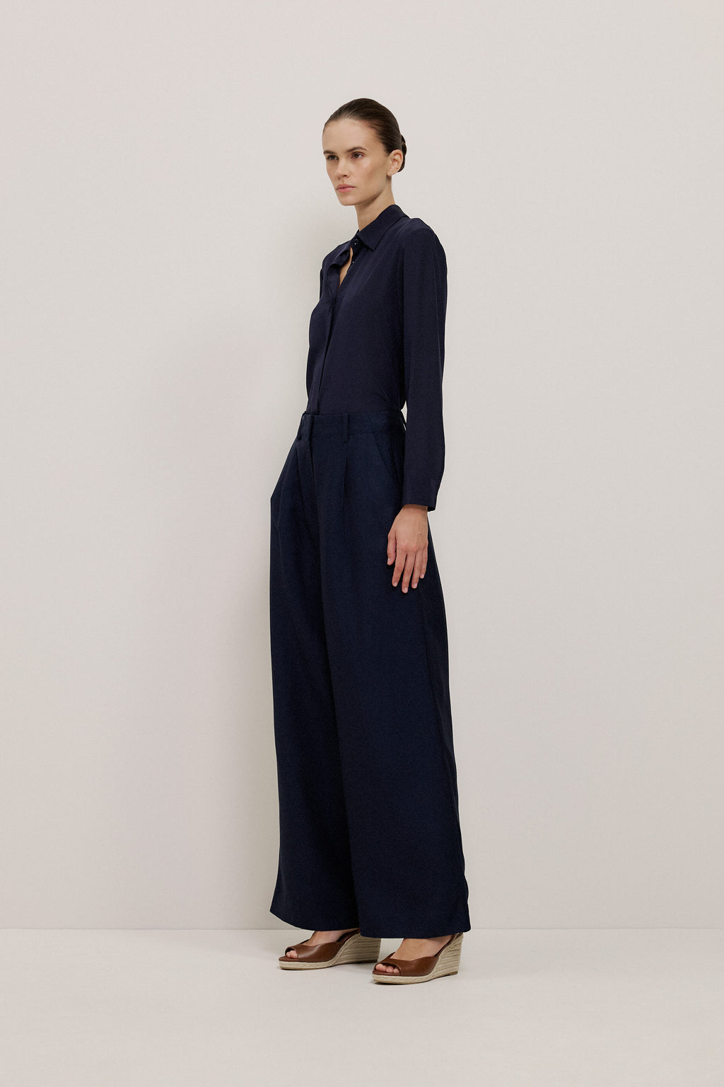 Silk Concealed Placket Shirt