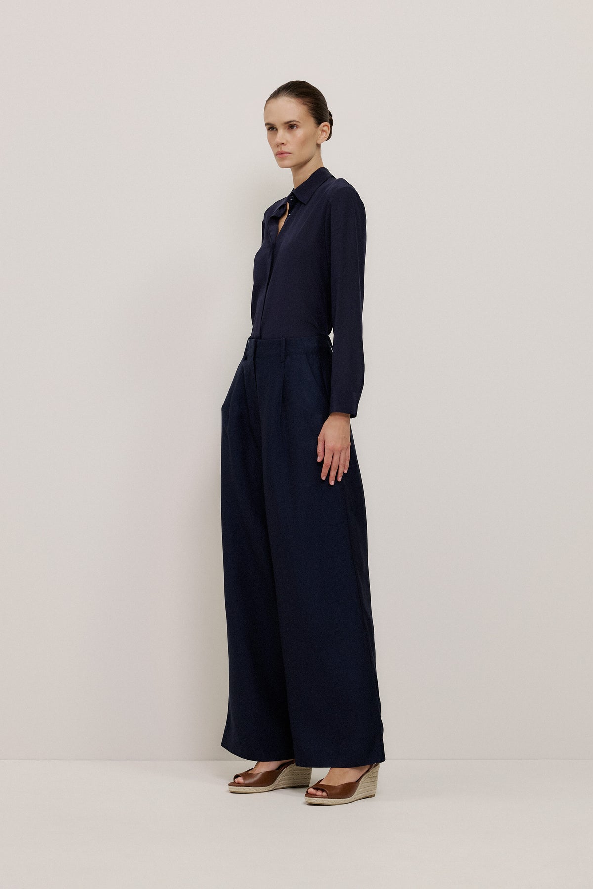 Silk Concealed Placket Shirt