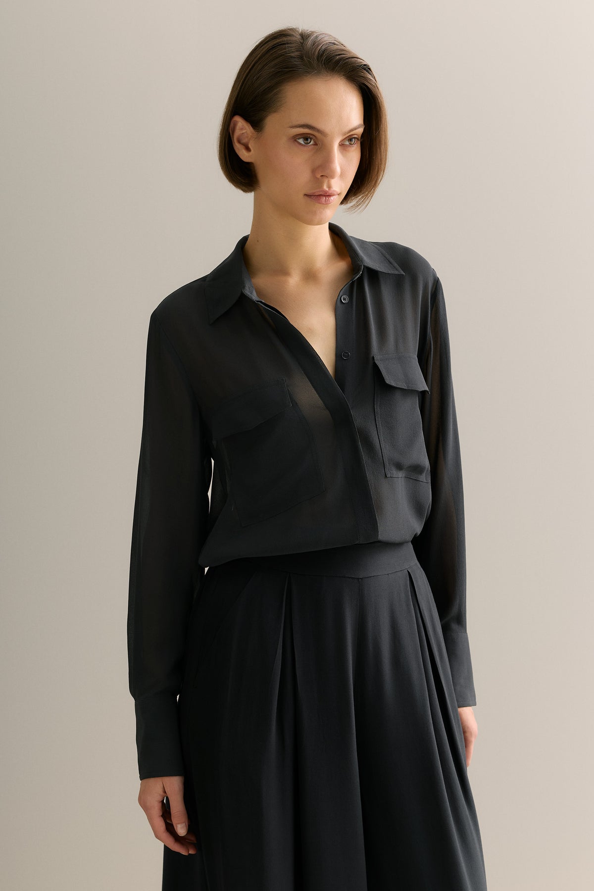 Silk Georgette Pocket Detail Shirt