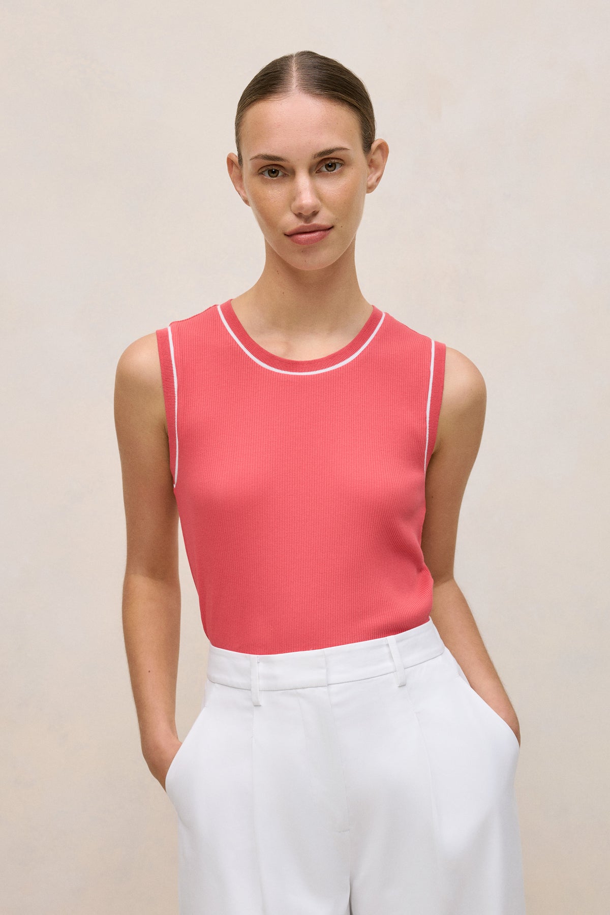 Cotton Rib Trim Detail Tank