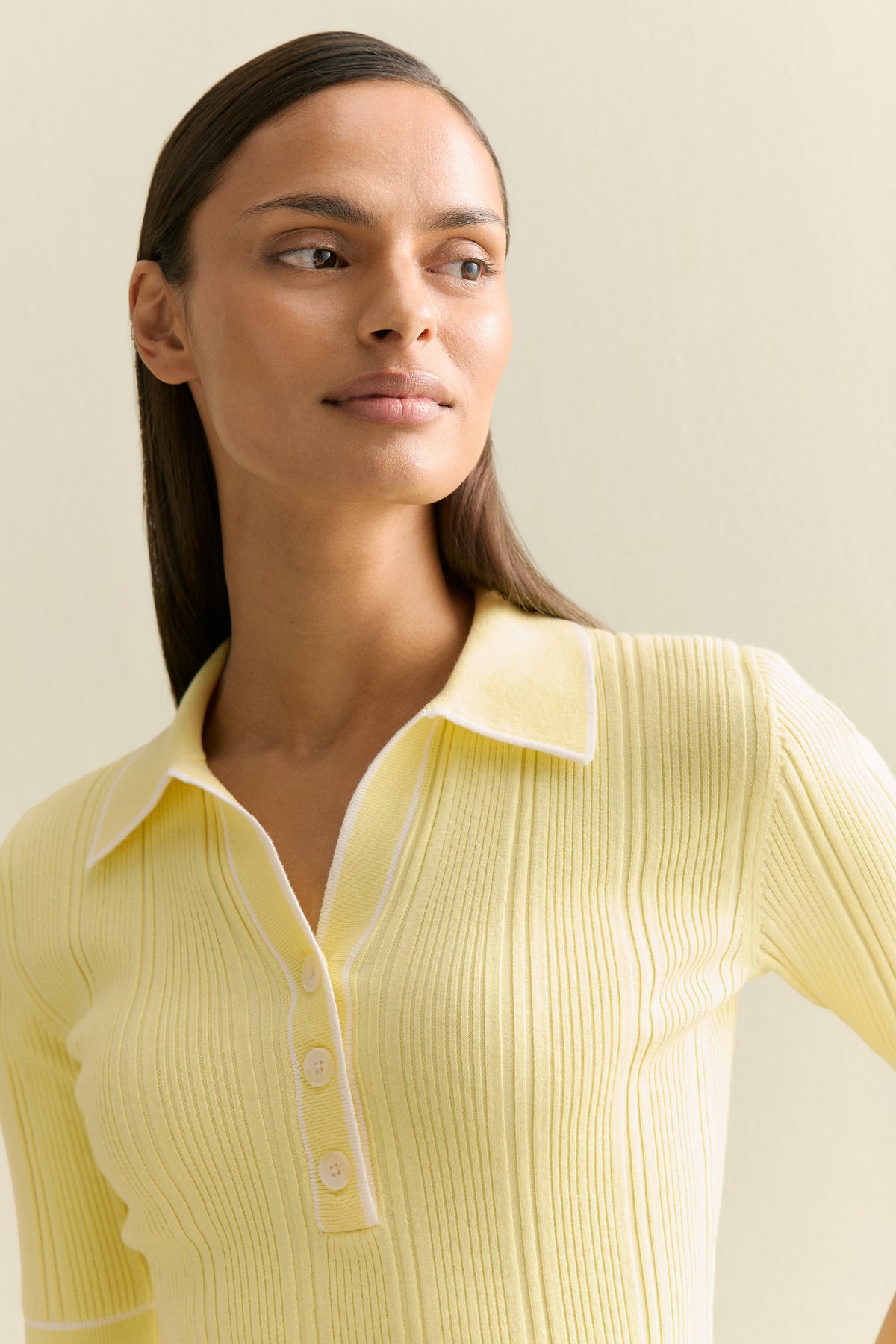 Cotton Blend Tipped Rib Polo