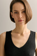 Shimmer Knit V Neck Tank