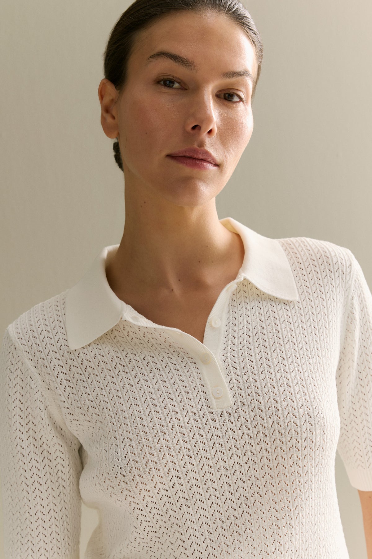 Mercerised Lace Knit Polo
