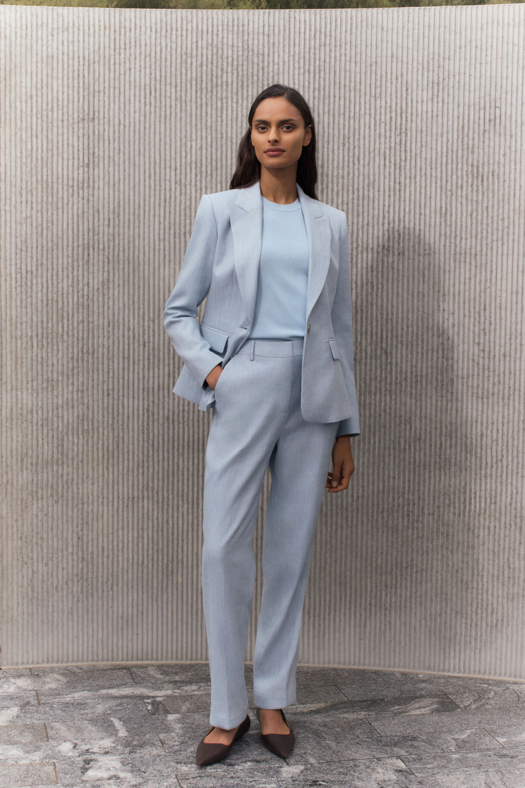 Linen Cotton Yarn Dyed Herringbone Pant