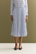 Geo Grid Print Pull On Pleated Skirt