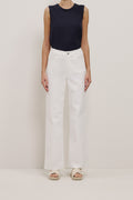 Cotton Blend Wide Leg Jean