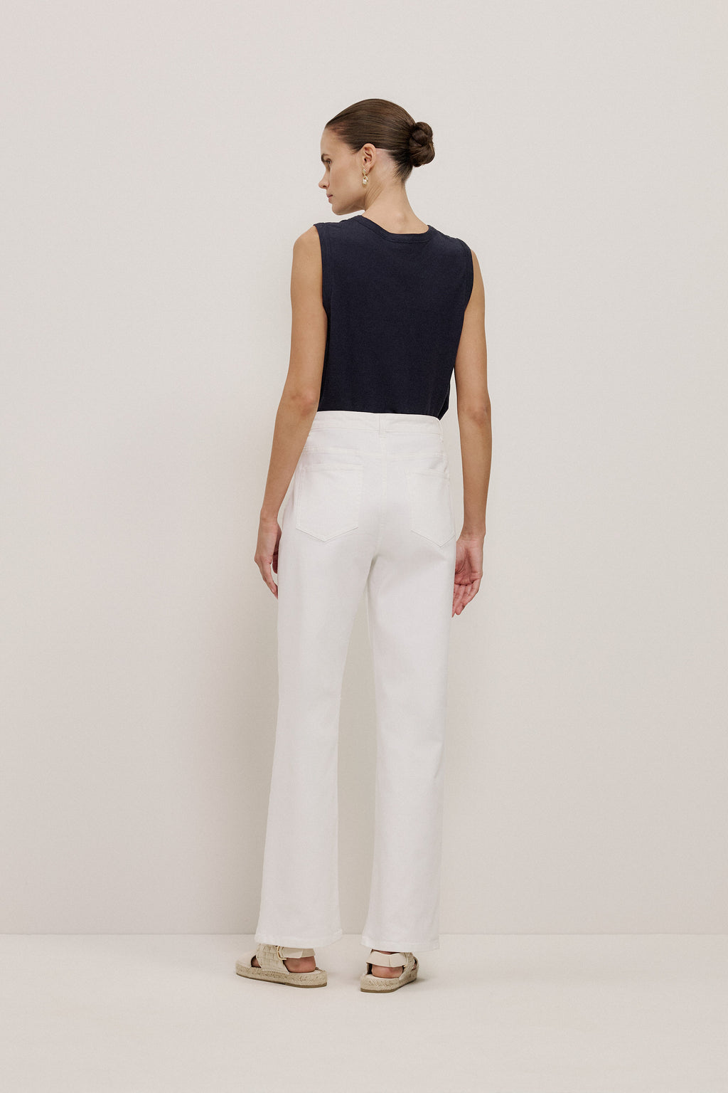 Cotton Blend Wide Leg Jean