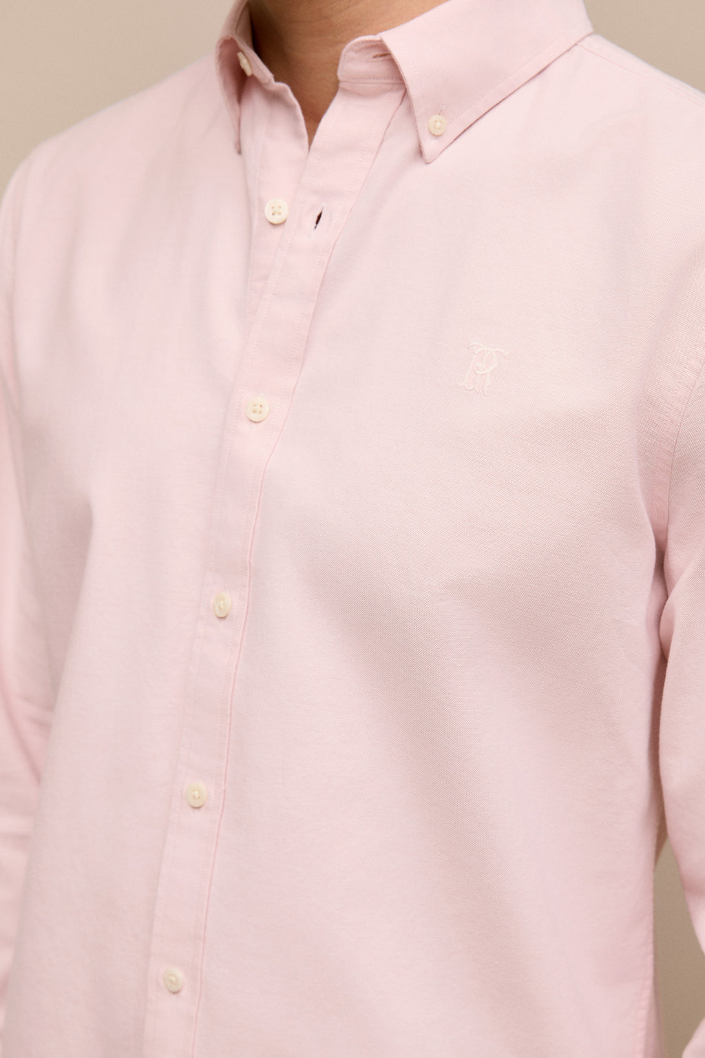 Regular Fit Yarn Dyed Cotton Monogram Oxford Shirt