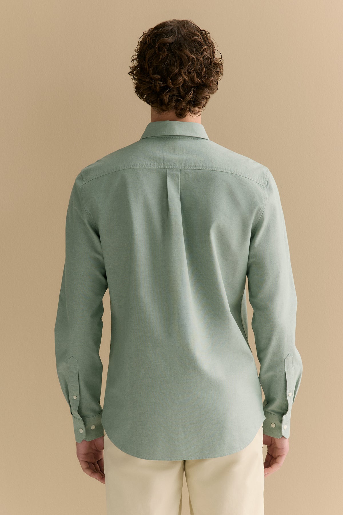 Regular Fit Yarn Dyed Cotton Monogram Oxford Shirt