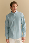 Regular Fit Yarn Dyed Cotton Monogram Oxford Shirt
