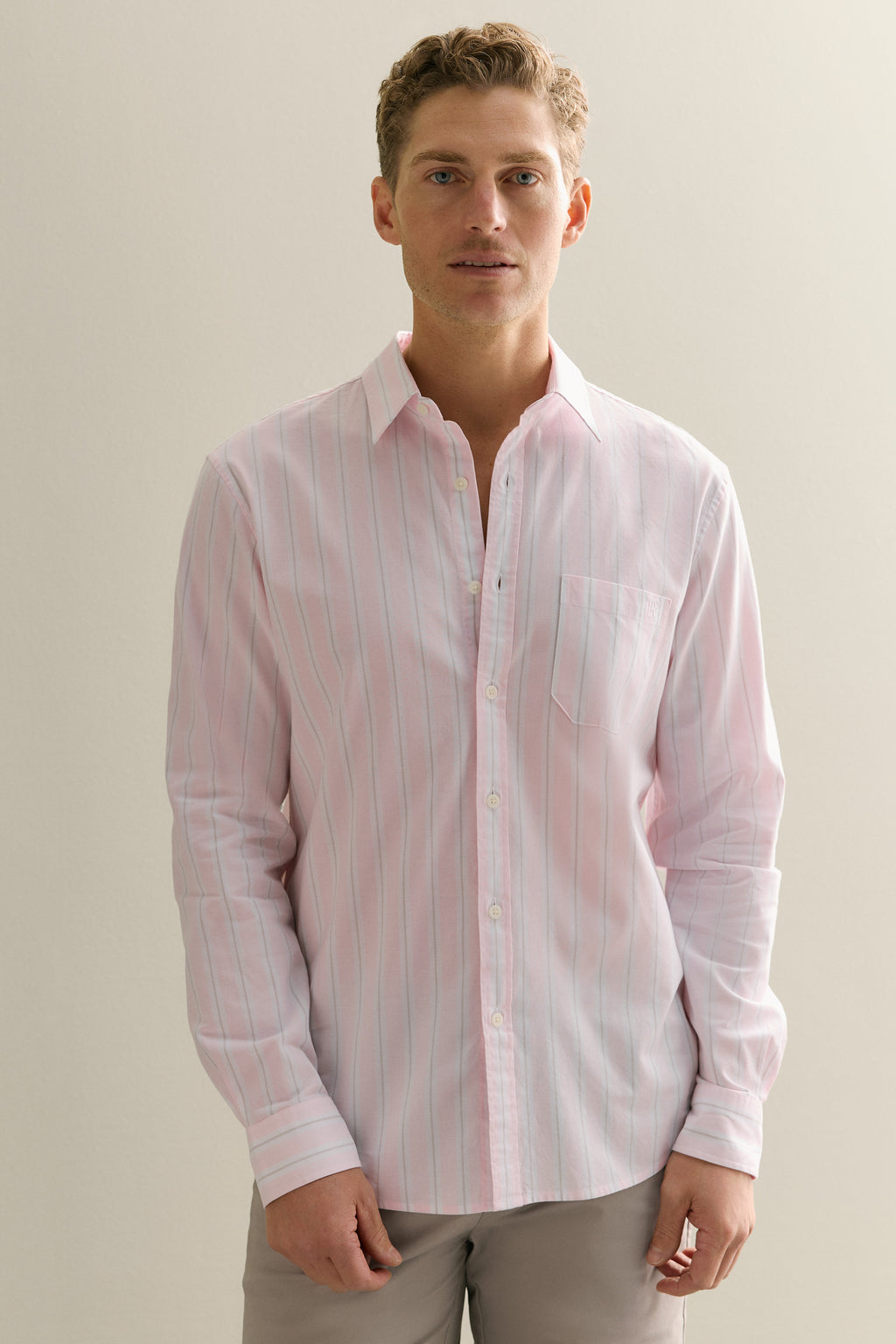 Regular Fit Stripe Monogram Oxford Shirt