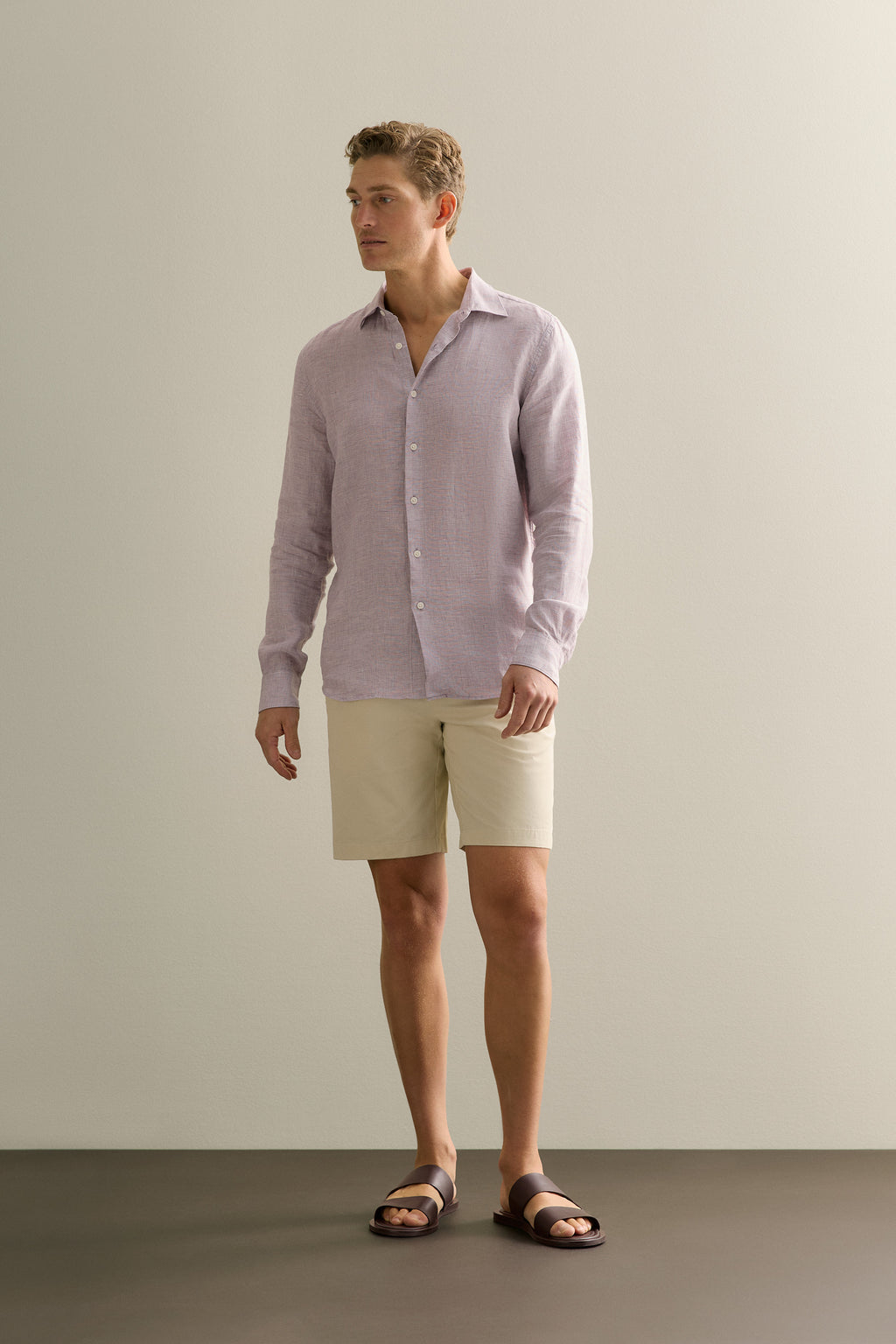 Tailored Fit Yarn Dyed Linen Textured Shirt