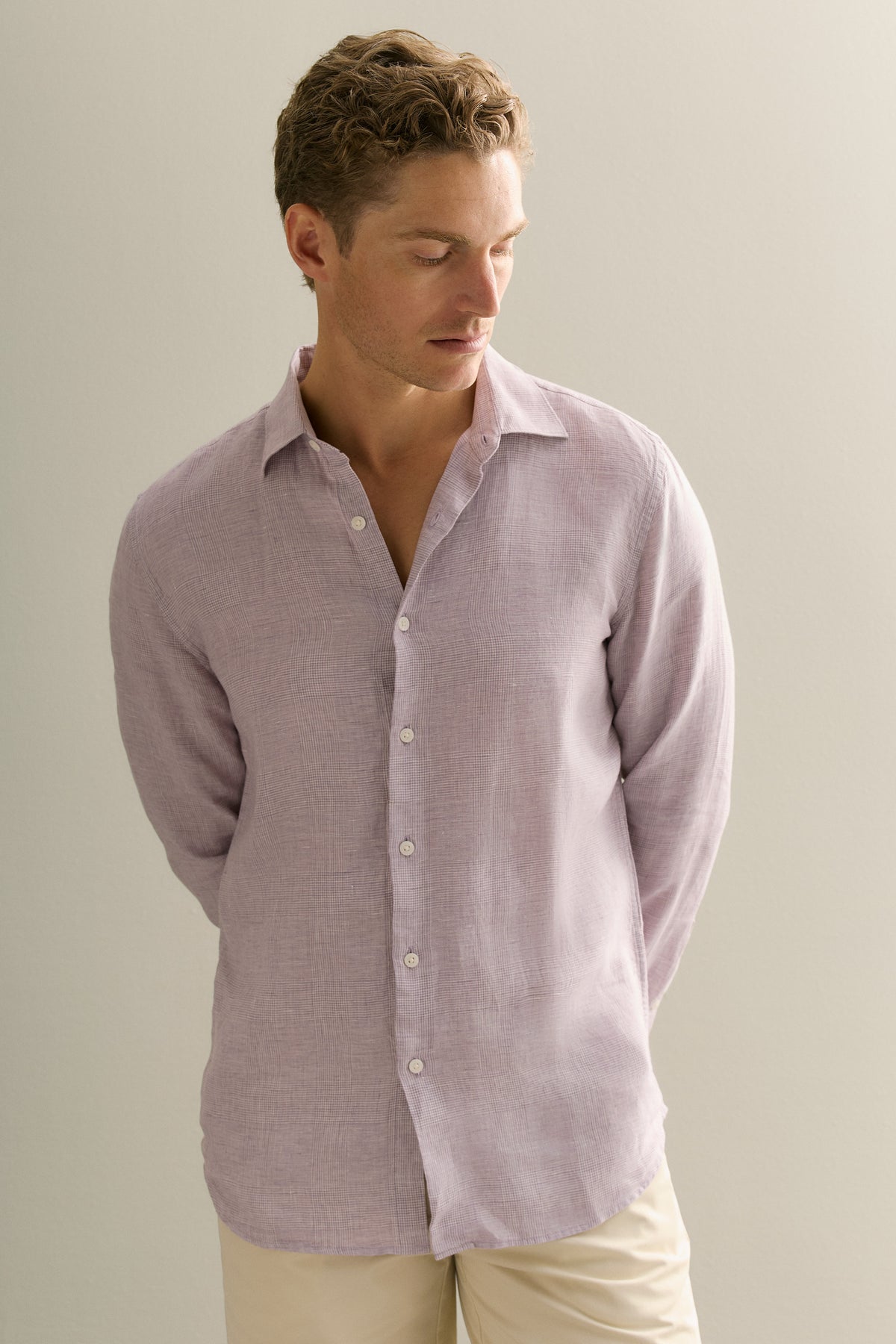 Tailored Fit Yarn Dyed Linen Textured Shirt
