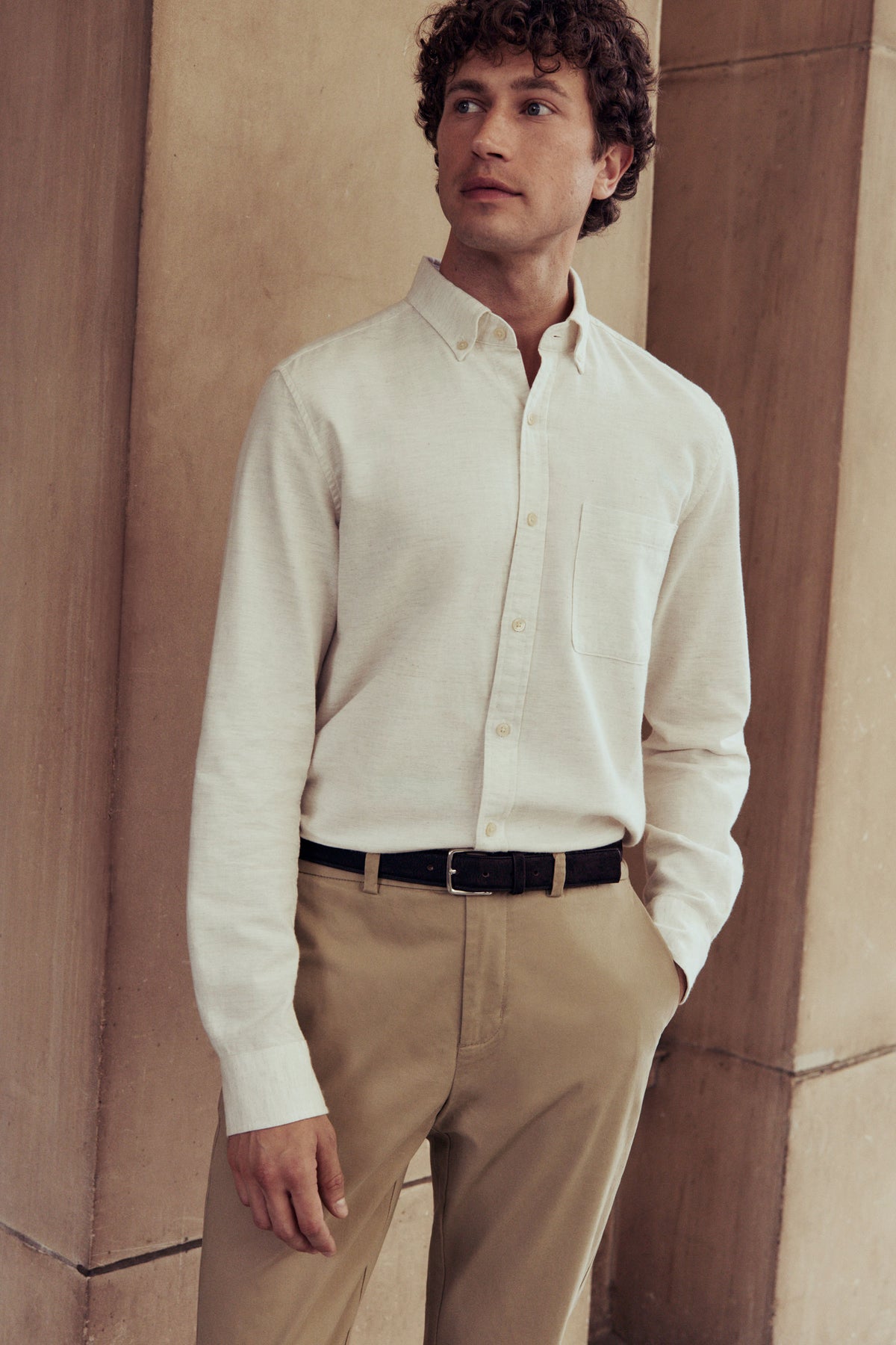 Regular Fit Brushed Cotton Flecked Shirt