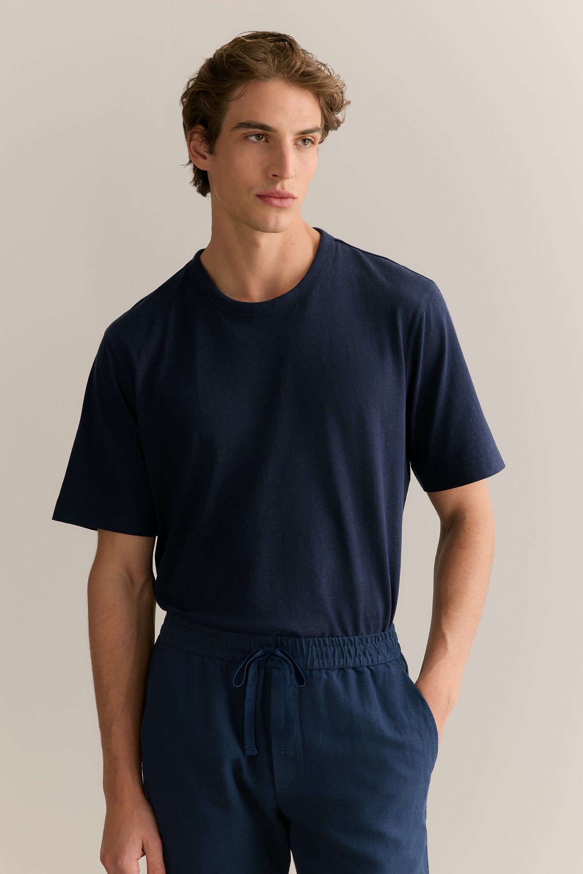 Linen Cotton Relaxed Crew T-Shirt