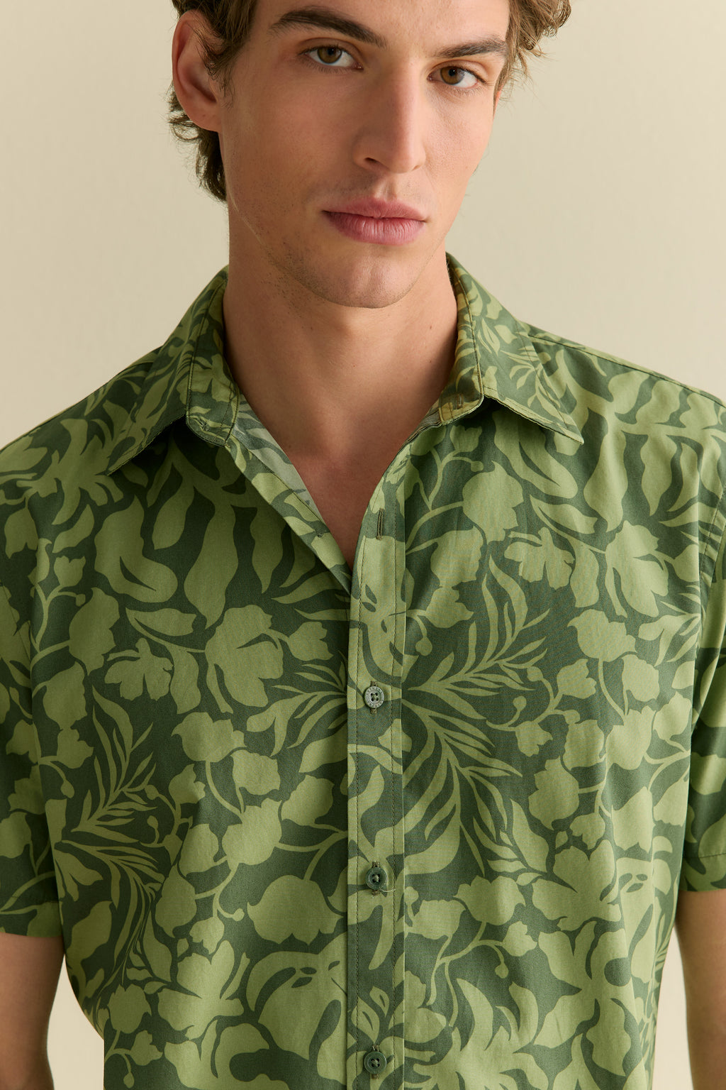 Cotton Poplin Floral Short Sleeve Shirt