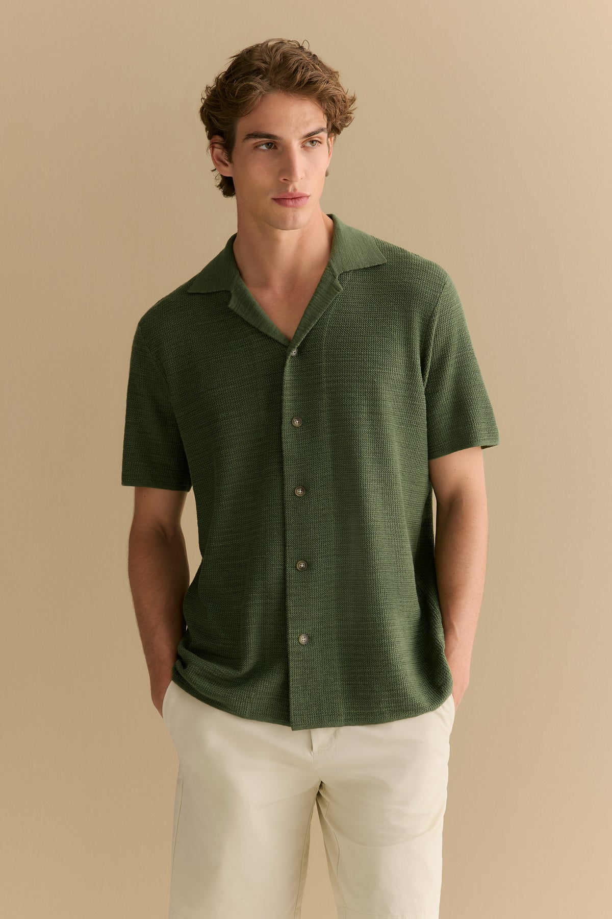 Cotton Linen Textured Knit Shirt