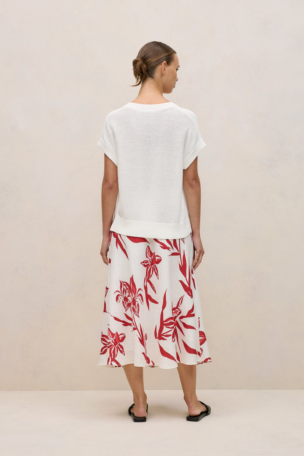 Mercerised Cotton Relaxed V Neck Knit