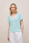 Mercerised Cotton Relaxed V Neck Knit