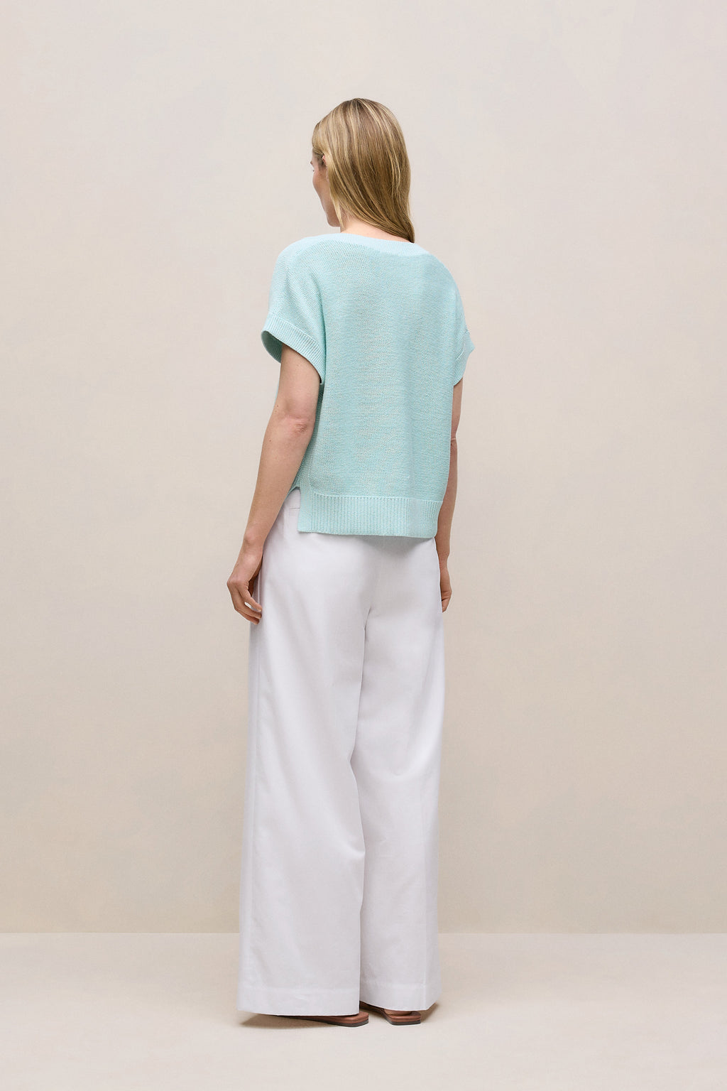 Mercerised Cotton Relaxed V Neck Knit