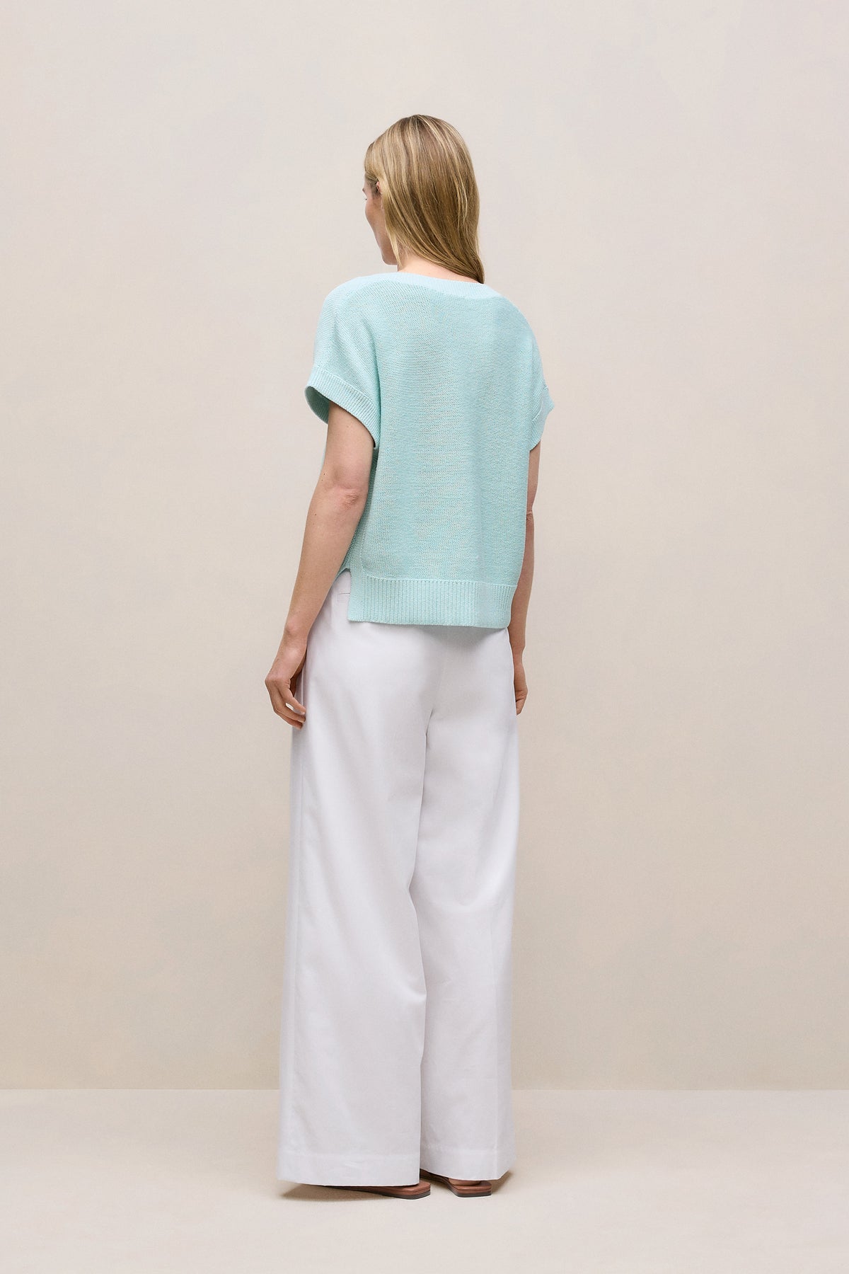 Mercerised Cotton Relaxed V Neck Knit