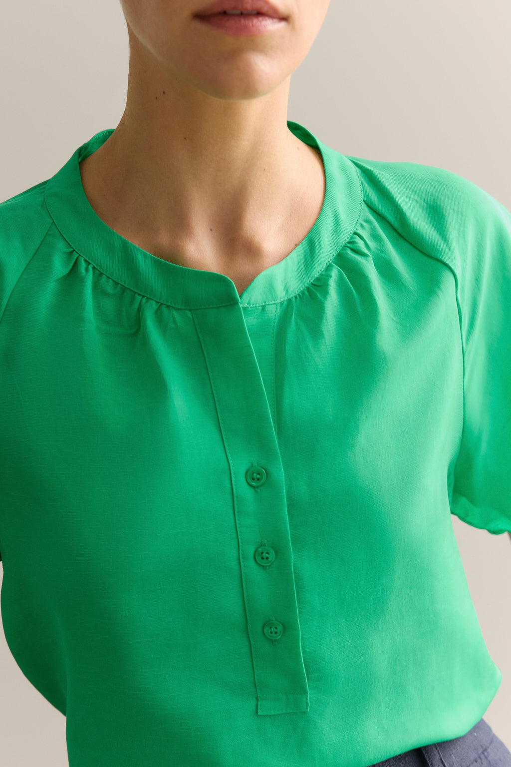 Gather Detail Flutter Sleeve Blouse